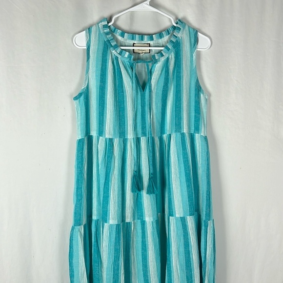 Tuckernuck Aquamarine Stripe Salty Paloma Caftan Dress -Size X-Small - Picture 3 of 9